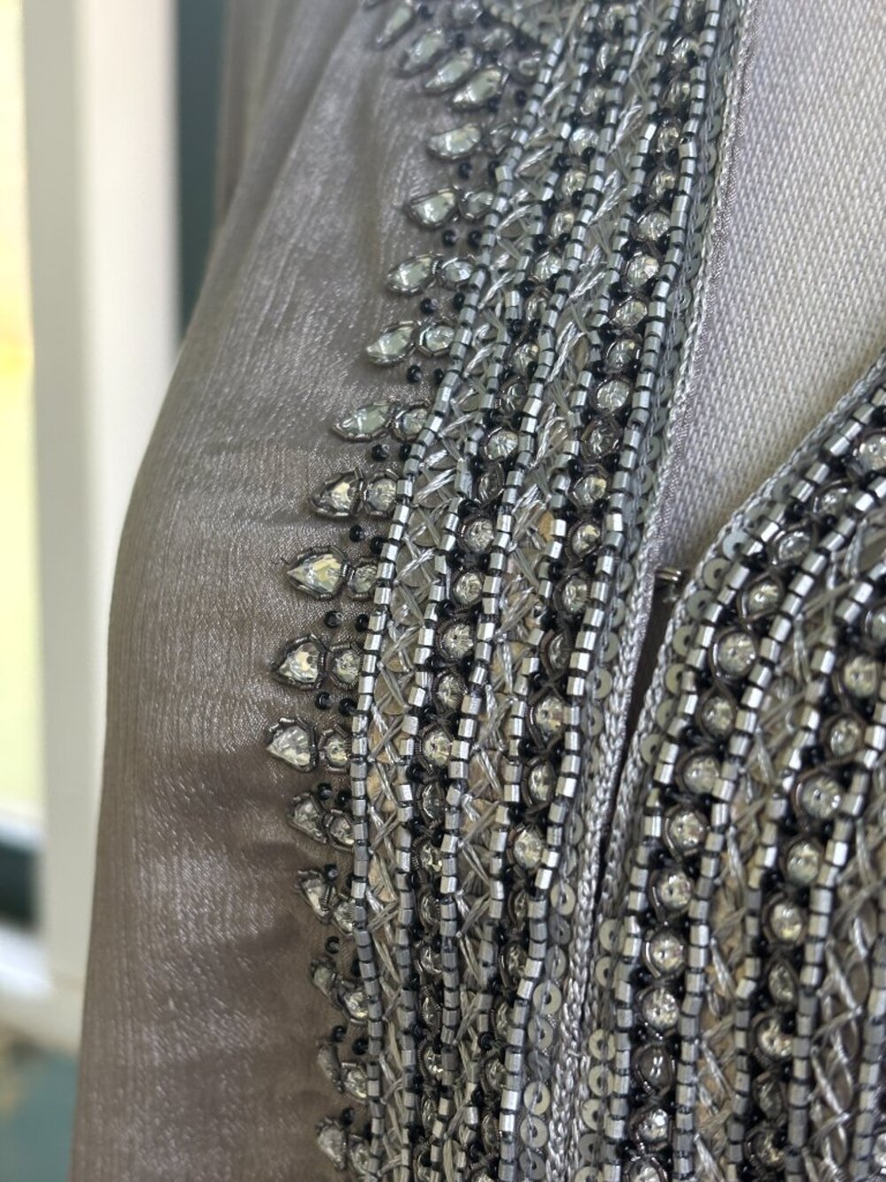 Grids by Sulu Collection Taupe Beaded Tunic Dress | Size 10 | NWT - Picture 2 of 9